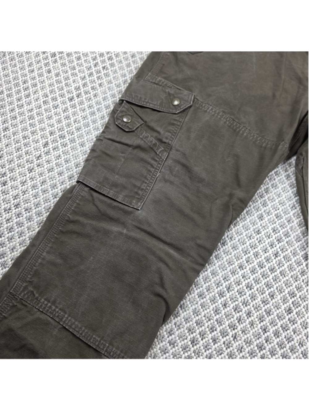 Carhartt Double Knee Cargo Pants Mens 40x32 Olive Brown Ripstop Workwear Utility - Picture 4 of 13